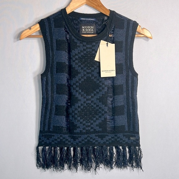 Scotch & Soda Tops - Scotch & Soda Fringe Hem Knit Tank Top size XS NWT